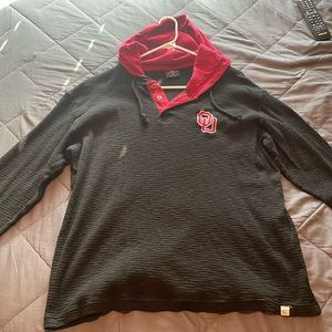 Oklahoma Sooners Waffle Long Sleeve Henley Hoodie, size XL